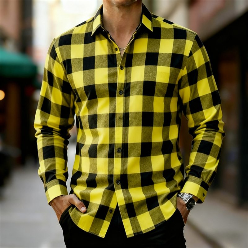 Men's Classic Red and Black Pl - Flannel Shirt Lined ulasan dan harga