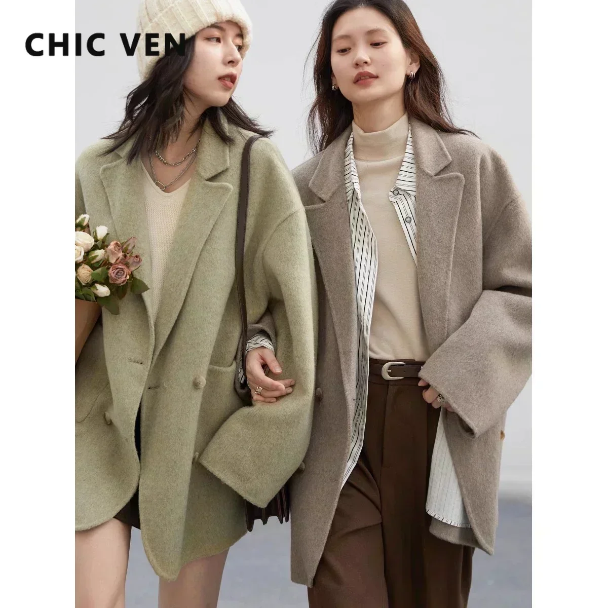 CHIC VEN Women's Woolen Coats  - Wool Coat Peacoat ulasan dan harga