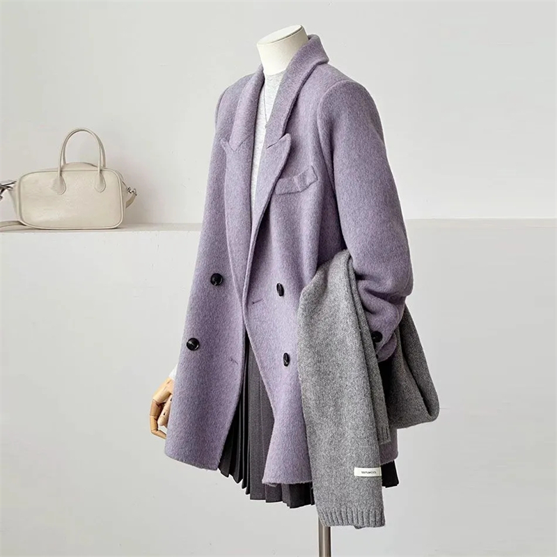 Spring Autumn Women's Double-f - Wool Coat Peacoat ulasan dan harga